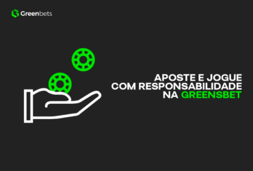 Jogue e Aposte com Responsabilidade na Greenbet. desenho de uma mão jogando duas fichas de cassino verdes para cima