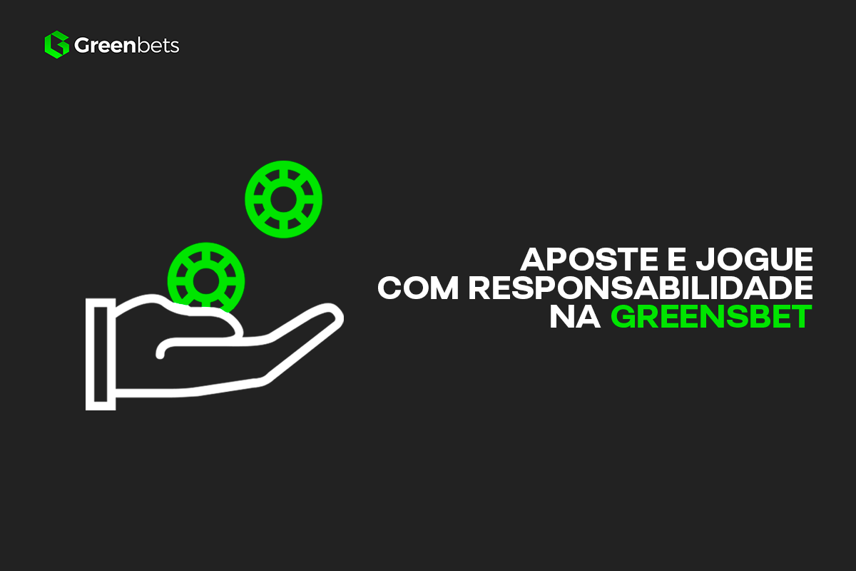 Jogue e Aposte com Responsabilidade na Greenbet. desenho de uma mão jogando duas fichas de cassino verdes para cima